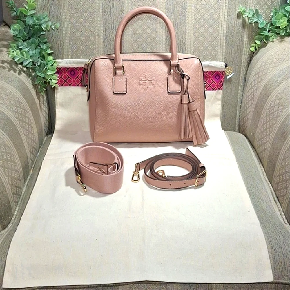 Tory Burch Dusty Rose Leather Satchel with Tassel - Picture 14 of 15